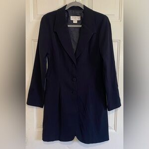 Giorgio Fiorlini Collection Navy Blue Buttoned Collared Shirt Dress Size 10 Vtg